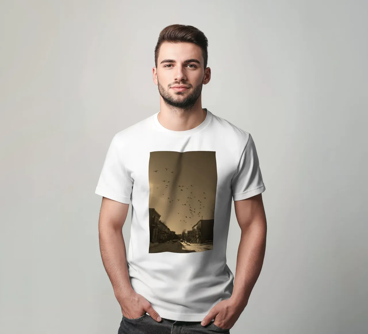 paesaggio urbano strada neve t-shirt da animal story home