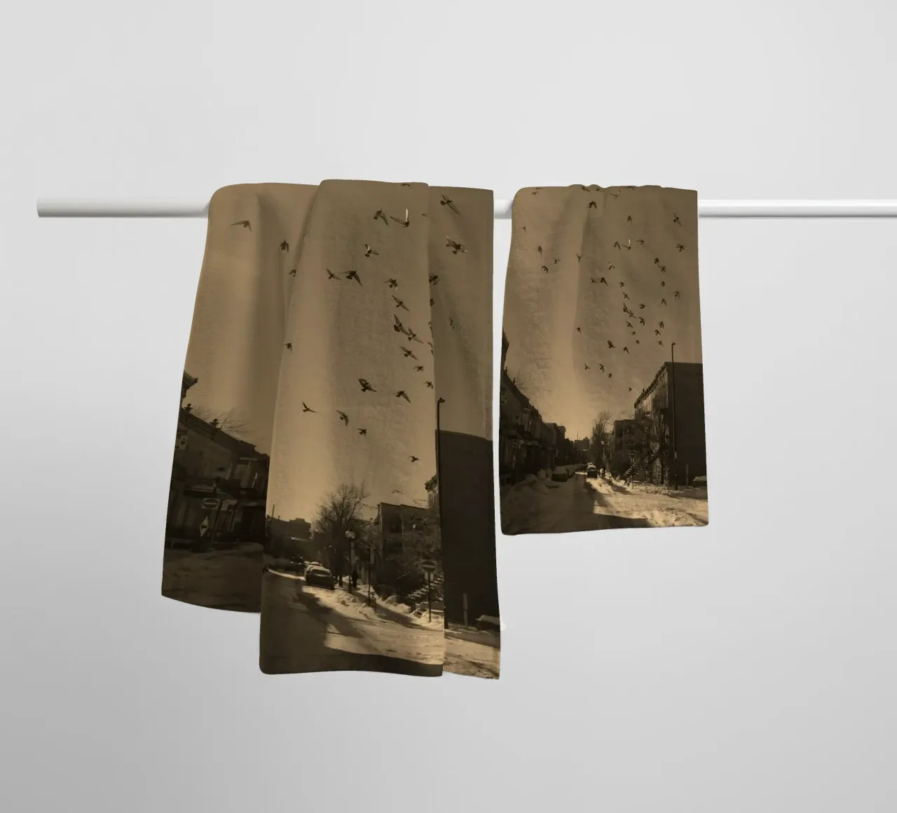 paesaggio urbano strada neve asciugamano da bagno da animal story home
