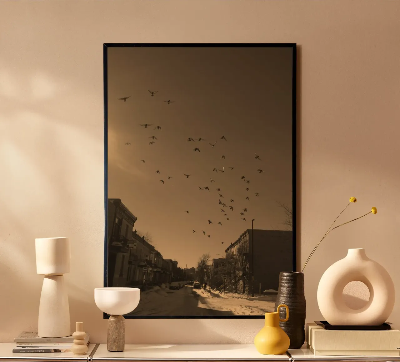 paesaggio urbano strada neve poster da animal story home