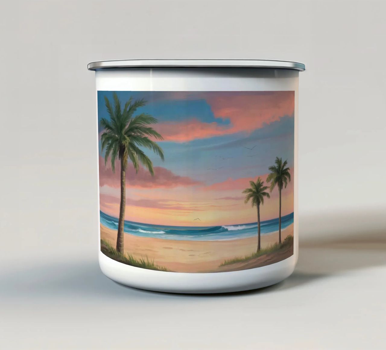 Spiaggia pastello crepuscolo tazza in smalto da Silk Palette
