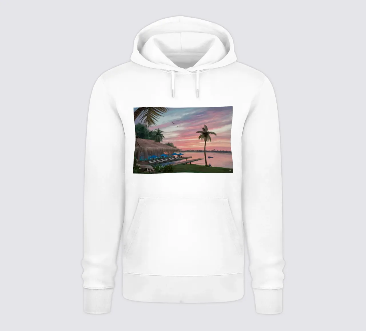Tramonto sulla laguna tropicale felpa con cappuccio da Silk Palette