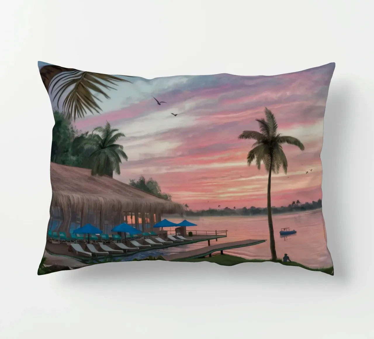 Tramonto sulla laguna tropicale cuscino da Silk Palette