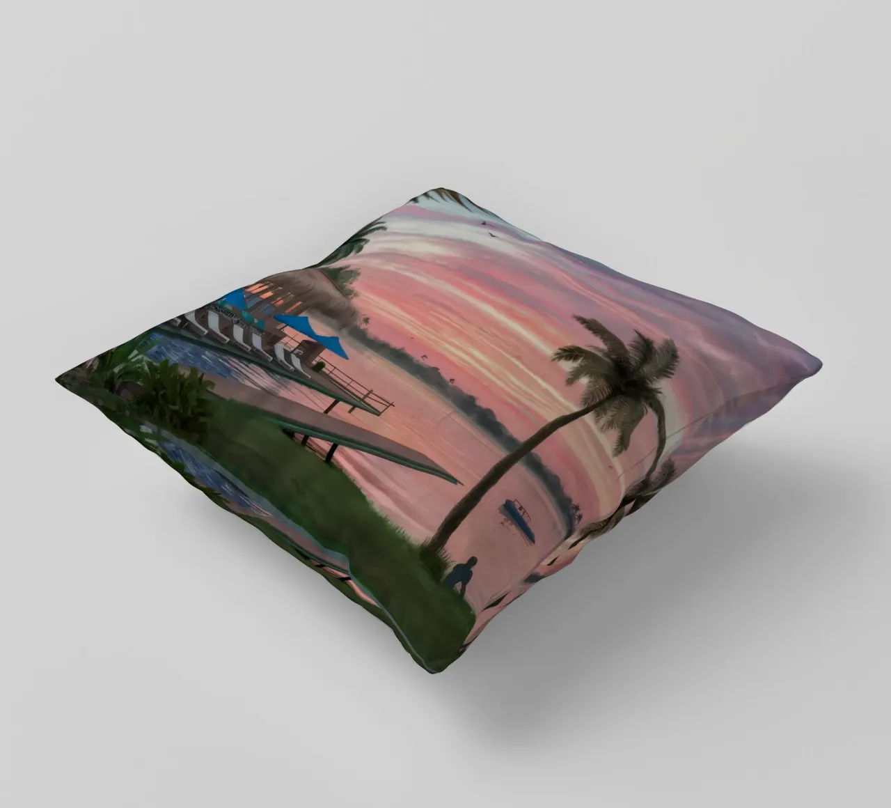 Tramonto sulla laguna tropicale cuscino da Silk Palette