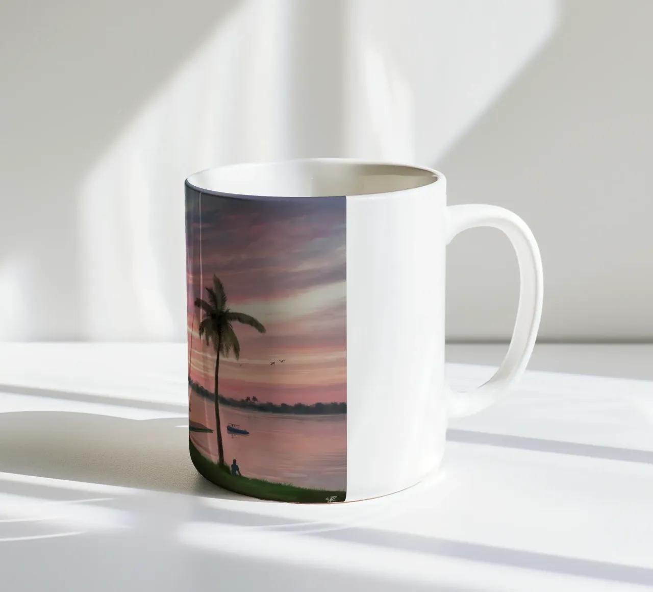 Tramonto sulla laguna tropicale tazza in ceramica da Silk Palette