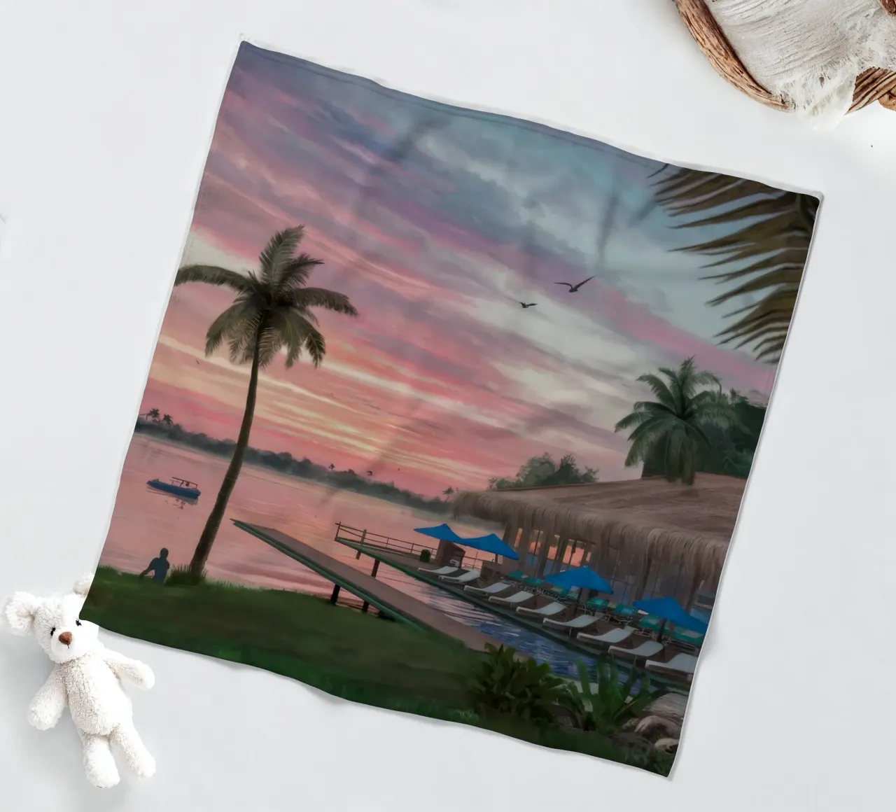 Tramonto sulla laguna tropicale coperta in pile da Silk Palette