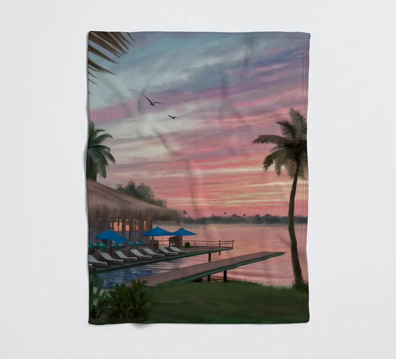 Tramonto sulla laguna tropicale coperta in pile da Silk Palette