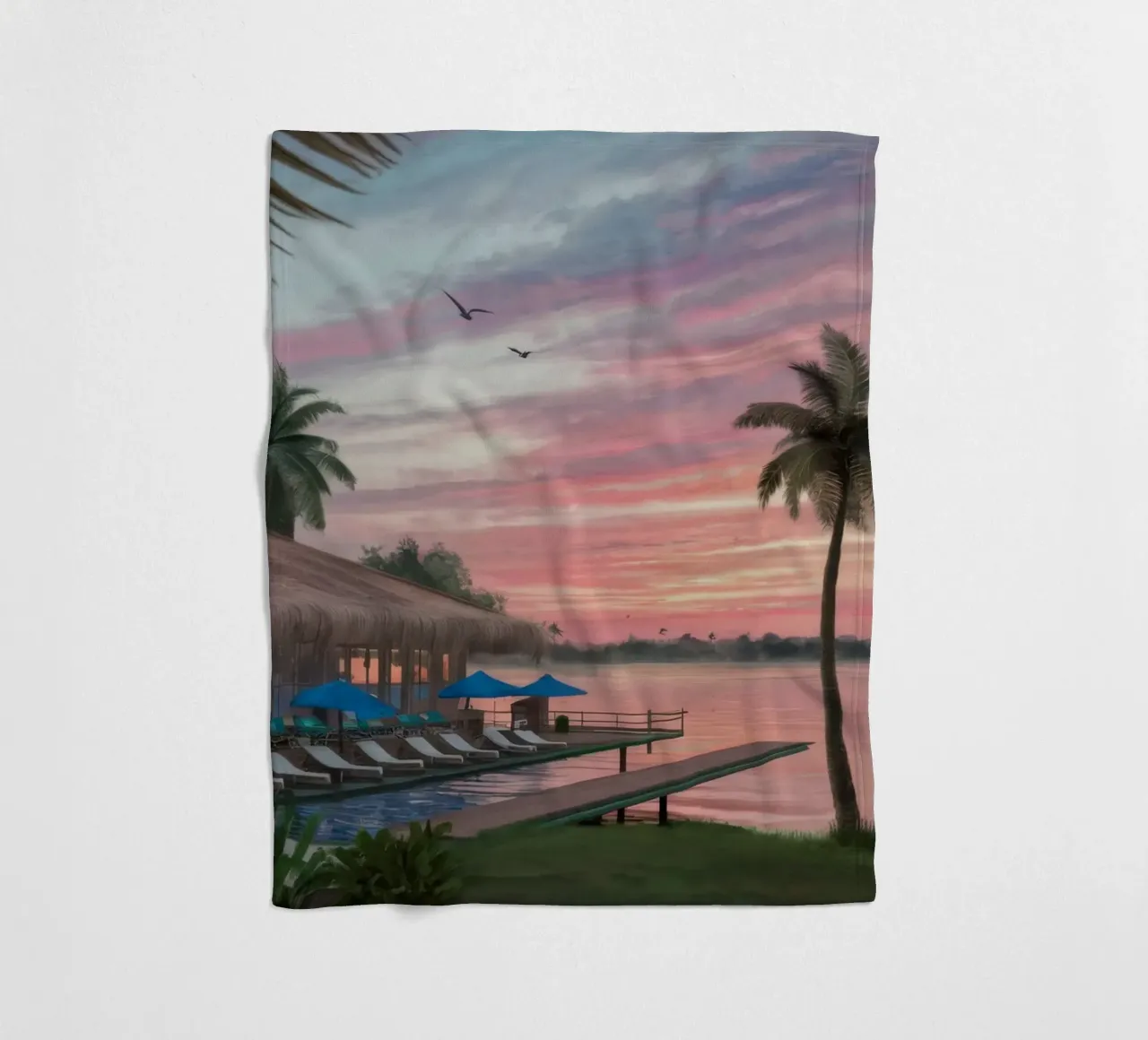 Tramonto sulla laguna tropicale coperta in pile da Silk Palette