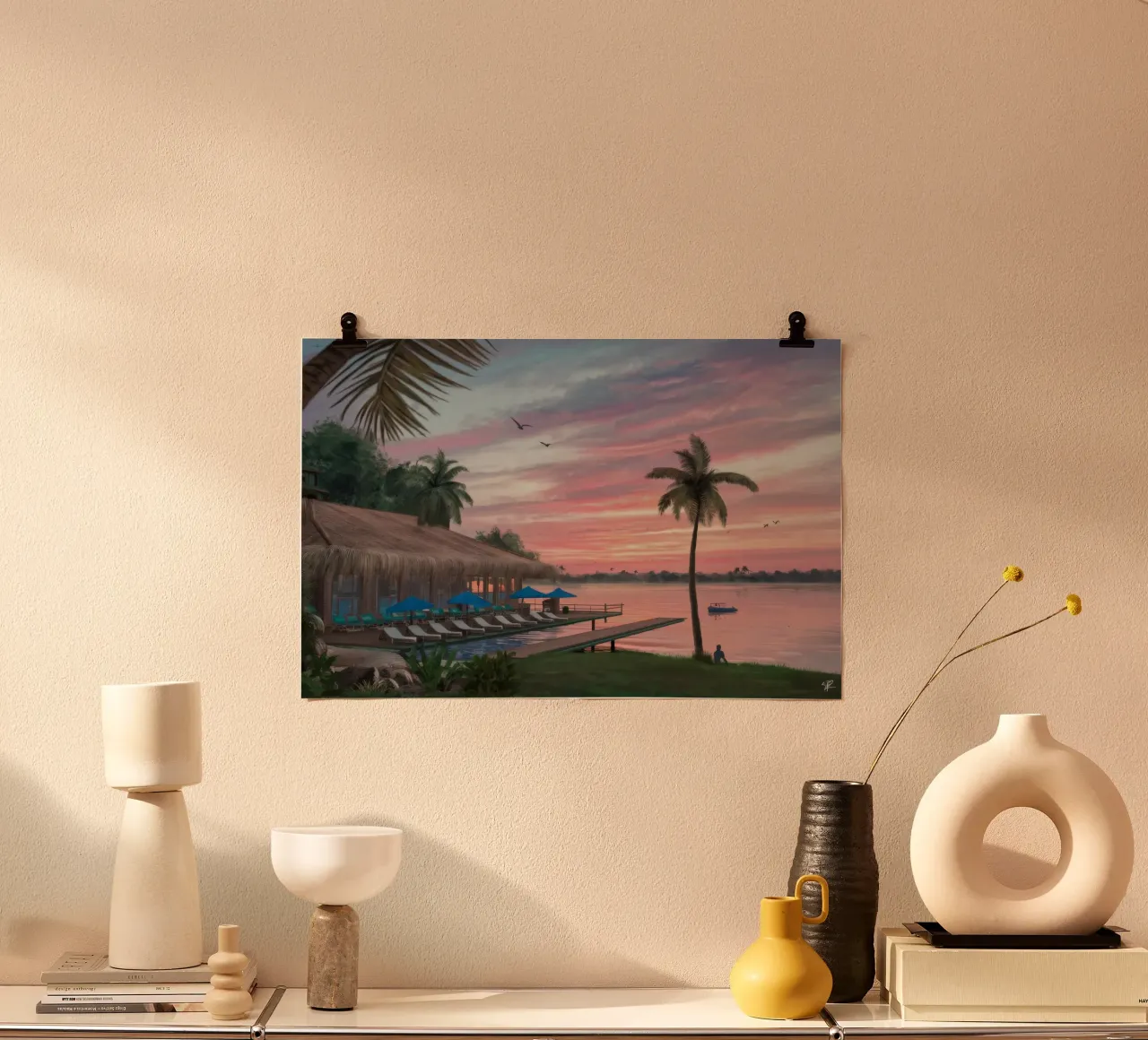 Tramonto sulla laguna tropicale carta hahnemühle da Silk Palette