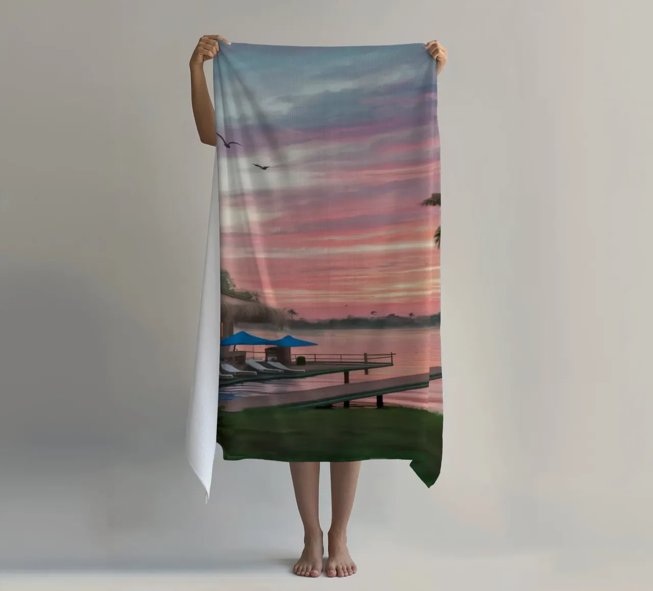 Tramonto sulla laguna tropicale telo mare da Silk Palette