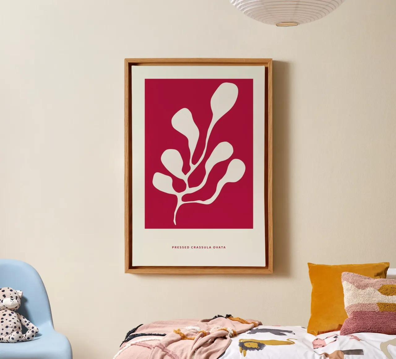 Pressed Crassula Ovata Viva Magenta tela con Cornice a cassetta da Studio One