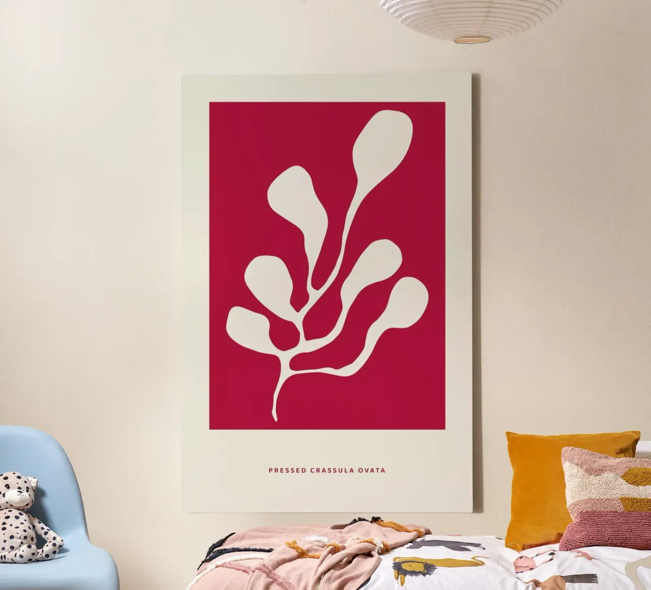 Pressed Crassula Ovata Viva Magenta tela con Cornice a cassetta da Studio One