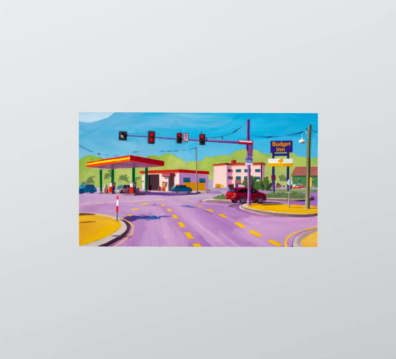 Stazione di servizio al tramonto adesivo da Silk Palette
