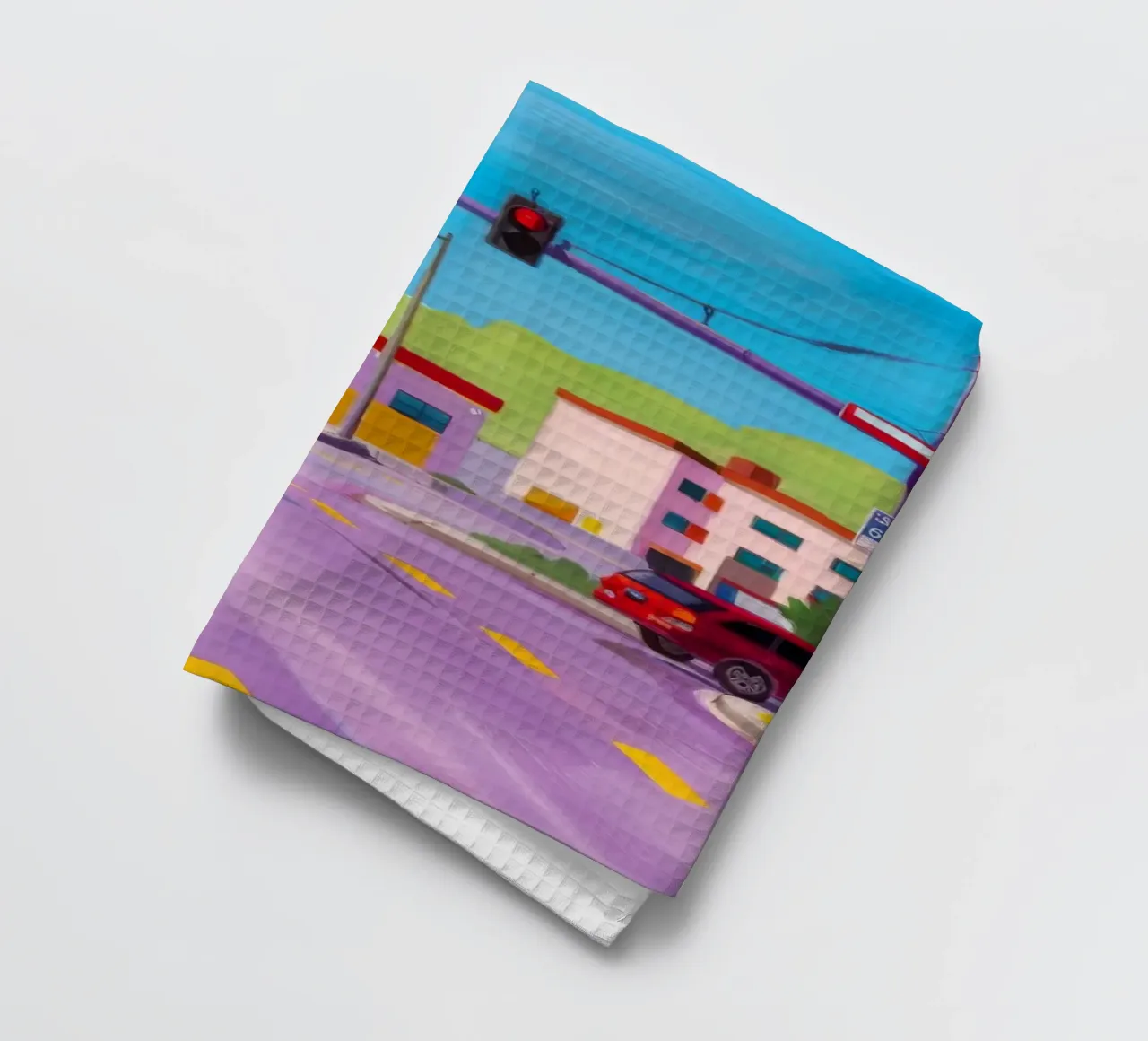 Tankstelle in der Abenddämmerung Geschirrtuch von Silk Palette
