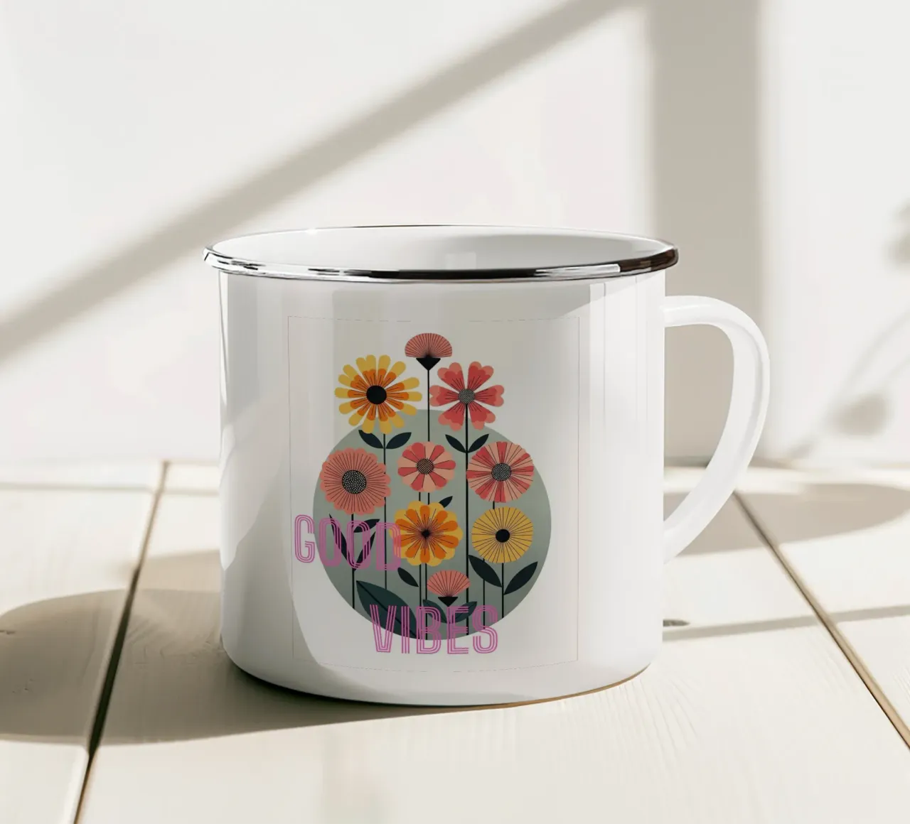 Floral Bauhaus #053: Happy Bloom tazza in smalto da Zen Design