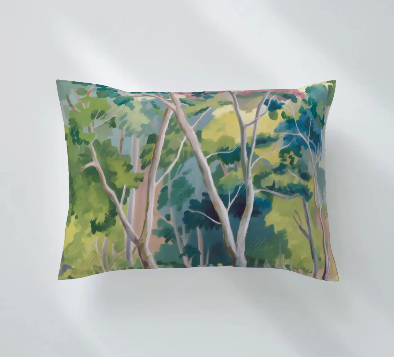 Forest's Emerald Light decorative cushion by Dream Spectrum