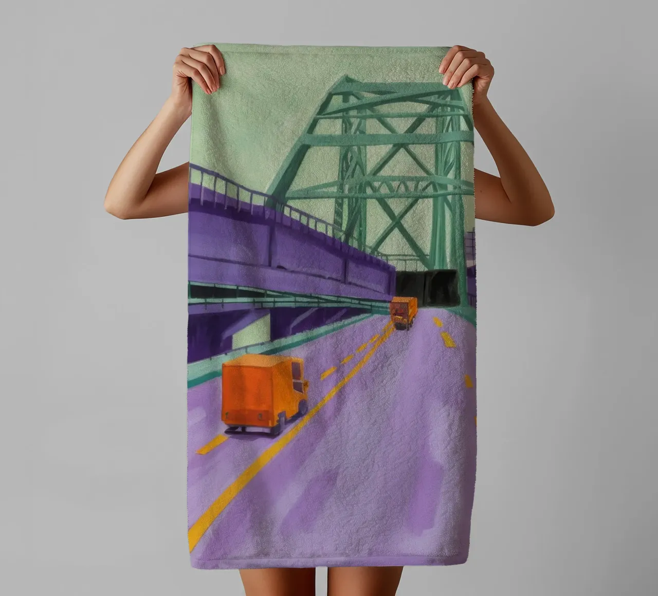 Perspective du pont vert serviette de bain de Silk Palette