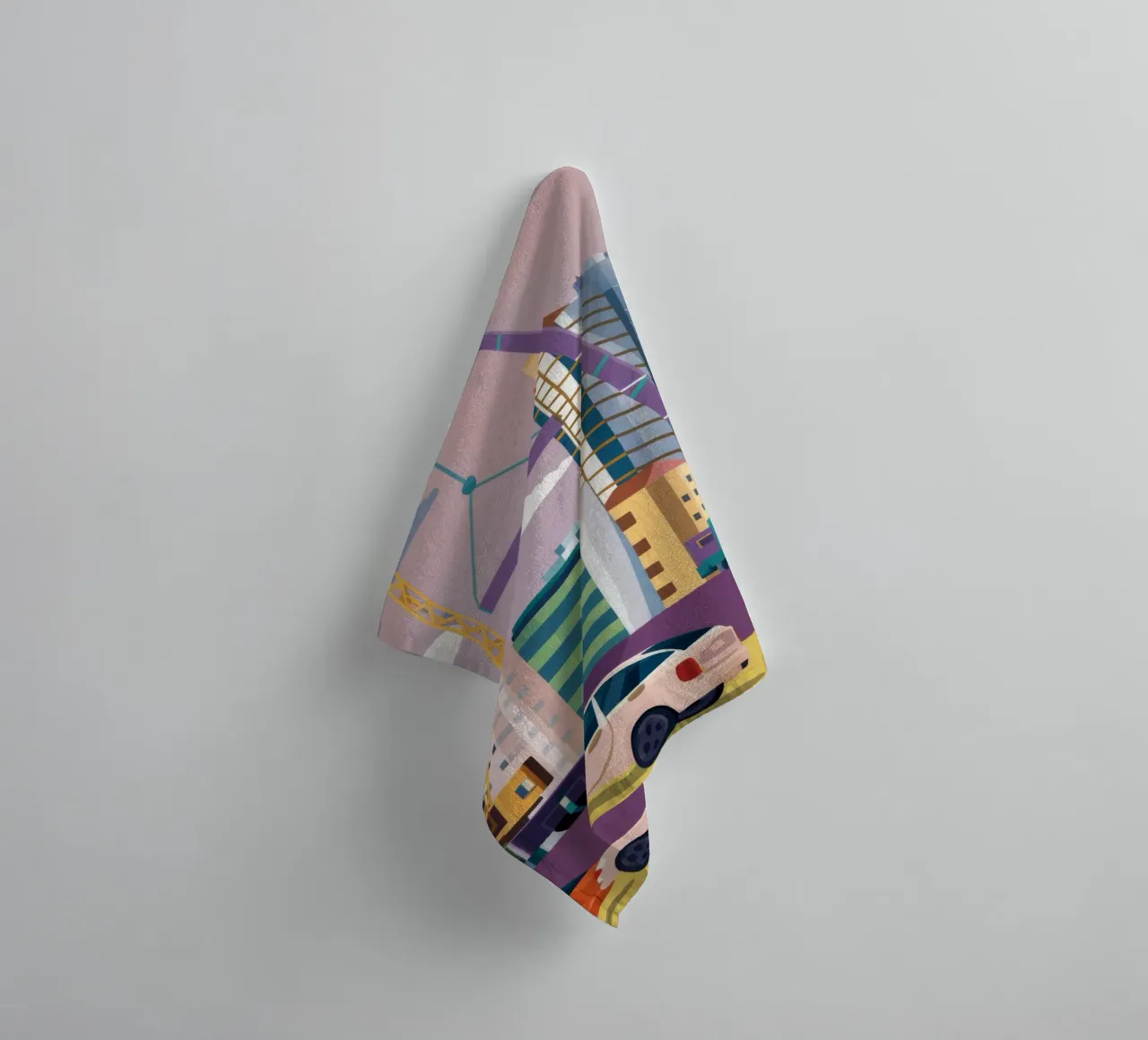 Bouwplaats kranen badhanddoek van Silk Palette