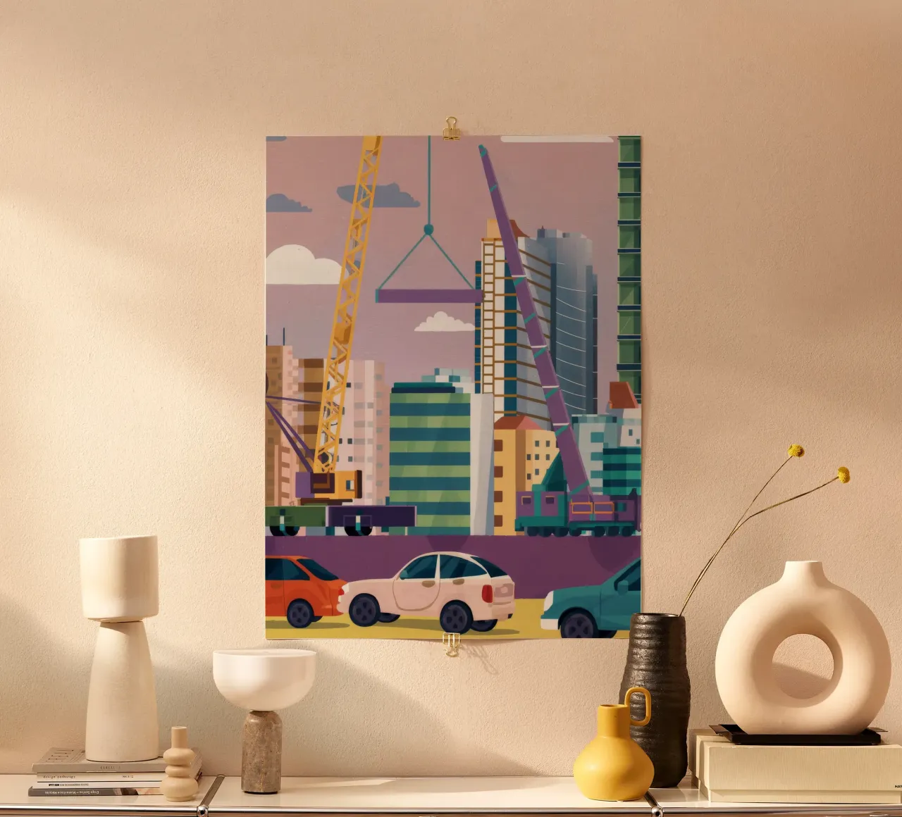 Construction Site Cranes hahnemühle by Silk Palette