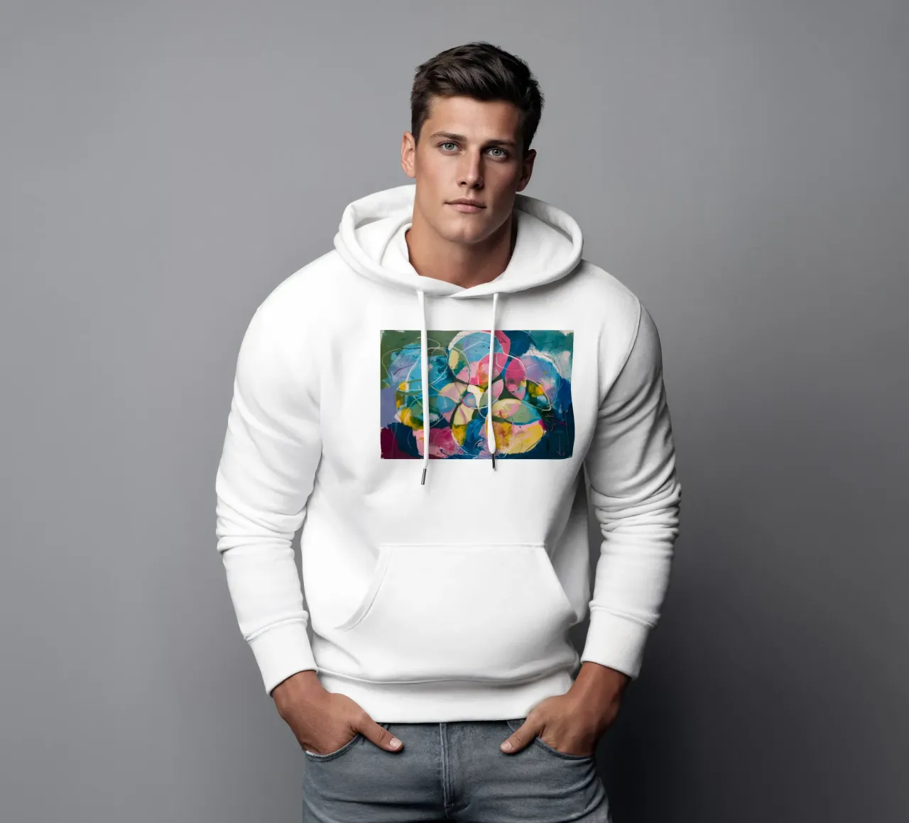 Vortice di fiori celesti felpa con cappuccio da Dream Spectrum
