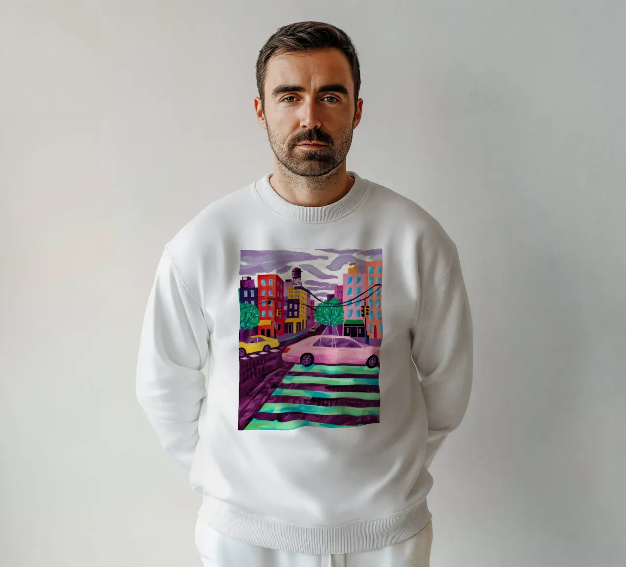 Pink Car, Green Light sweatshirt by Silk Palette