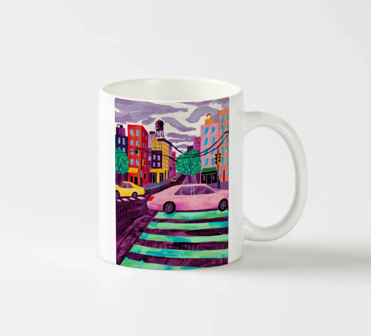 Auto rosa, luce verde tazza in ceramica da Silk Palette