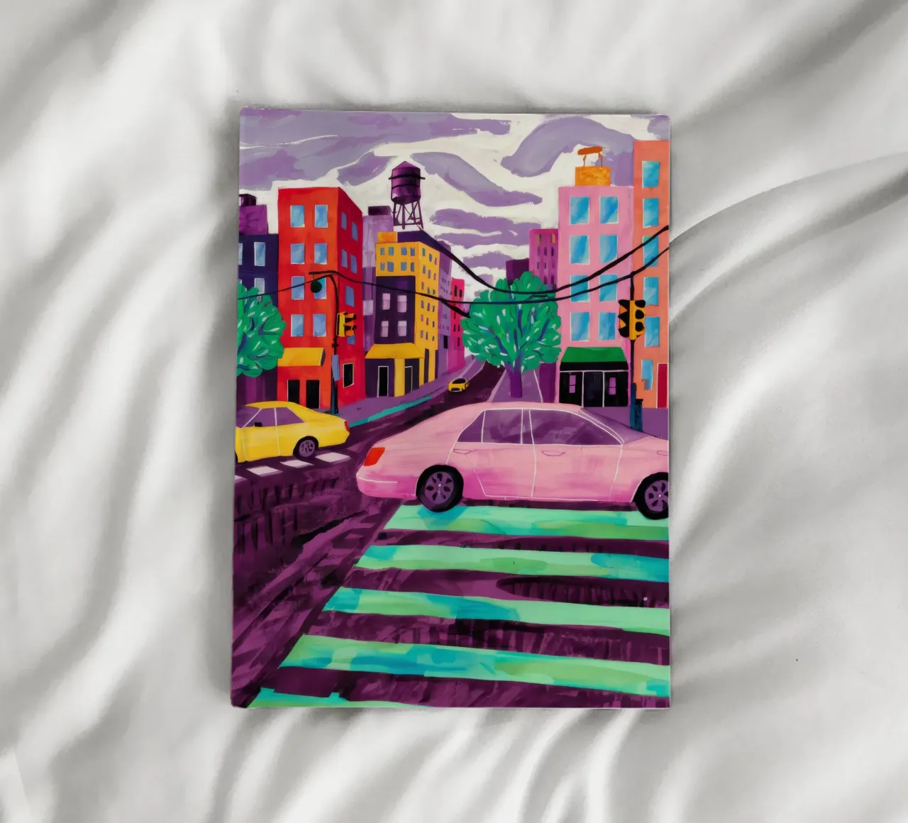 Pink Car, Green Light notebook by Silk Palette