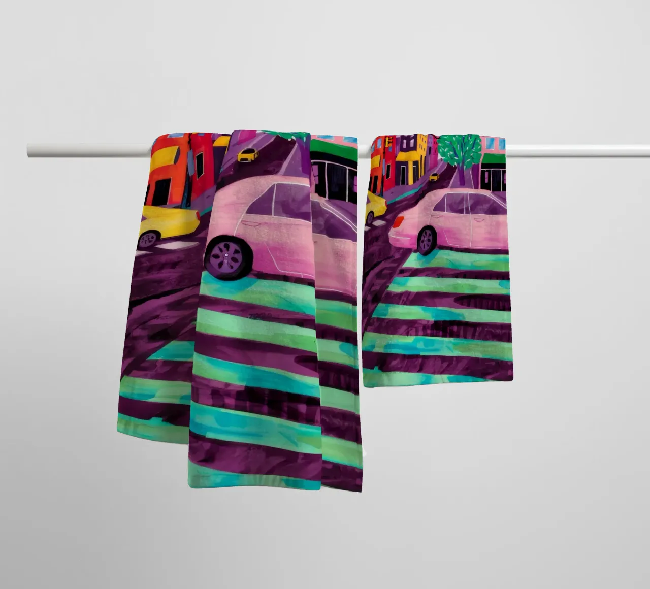Auto rosa, luce verde asciugamano da bagno da Silk Palette