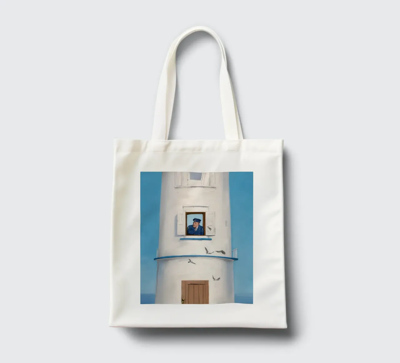 Man in the Lighthouse tote bag by Silk Palette