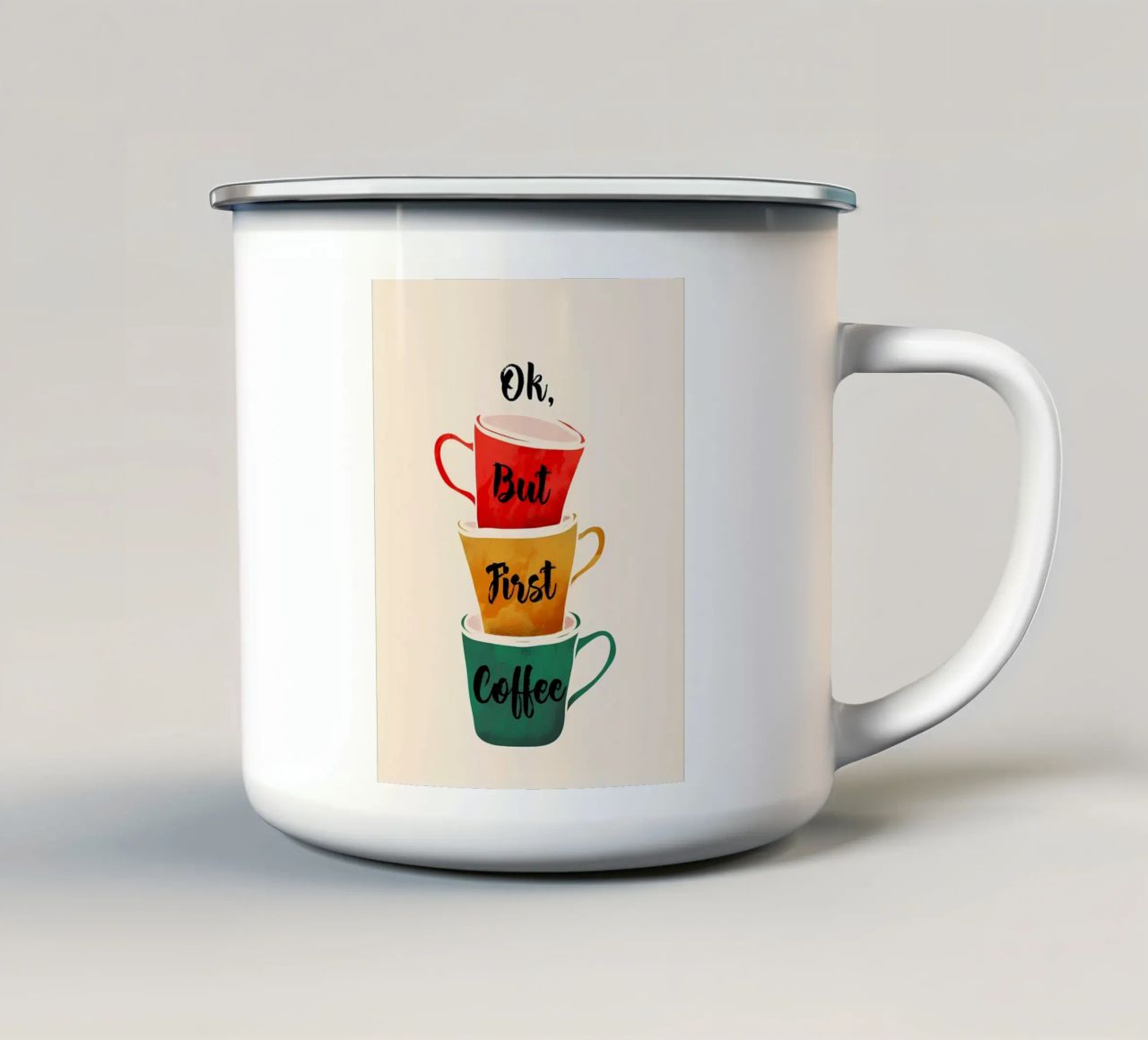 Ok, aber vertrauen Sie dem Kaffee Emaille Tasse von nobita