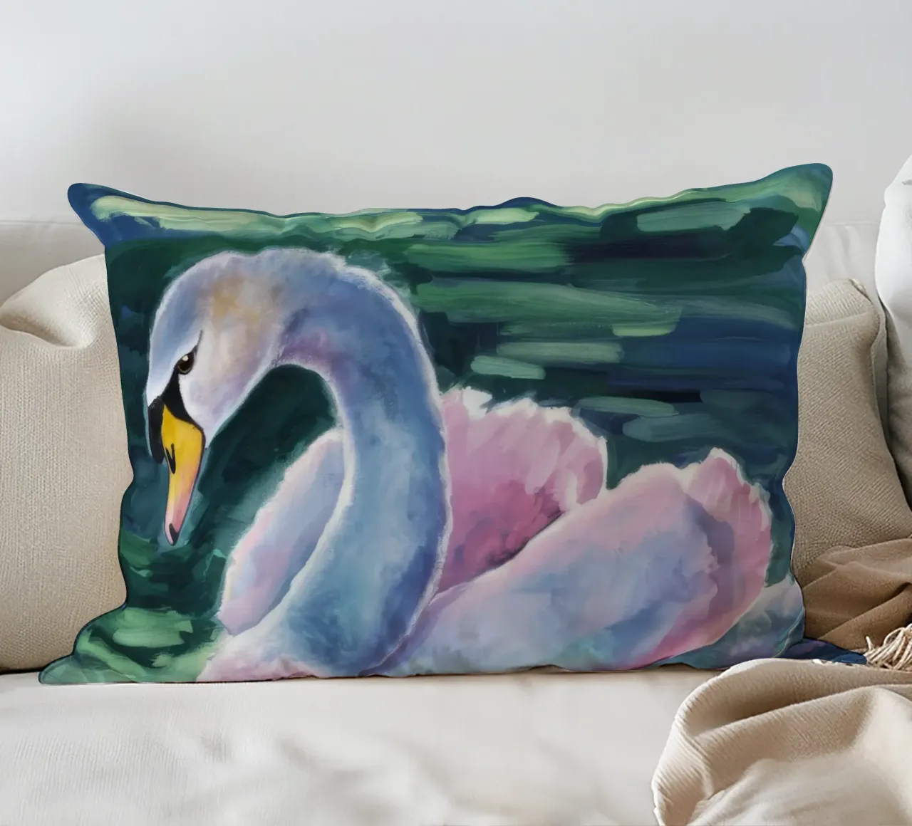 Cigno roseo Serenity cuscino da Dream Spectrum