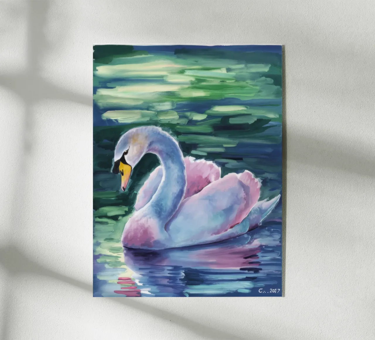 Cigno roseo Serenity plexiglass da Dream Spectrum
