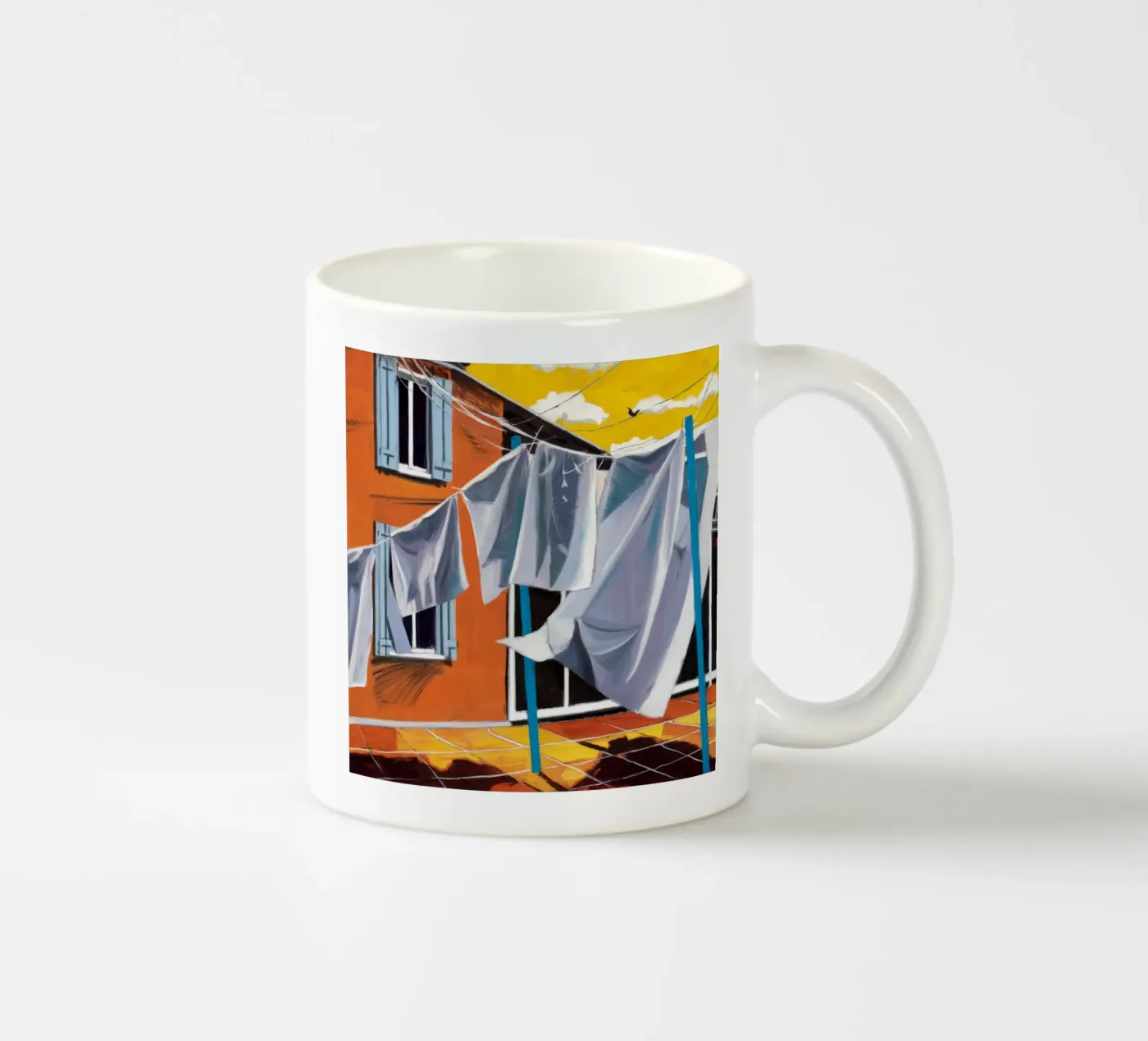 Windswept White Sheets ceramic mug by Silk Palette