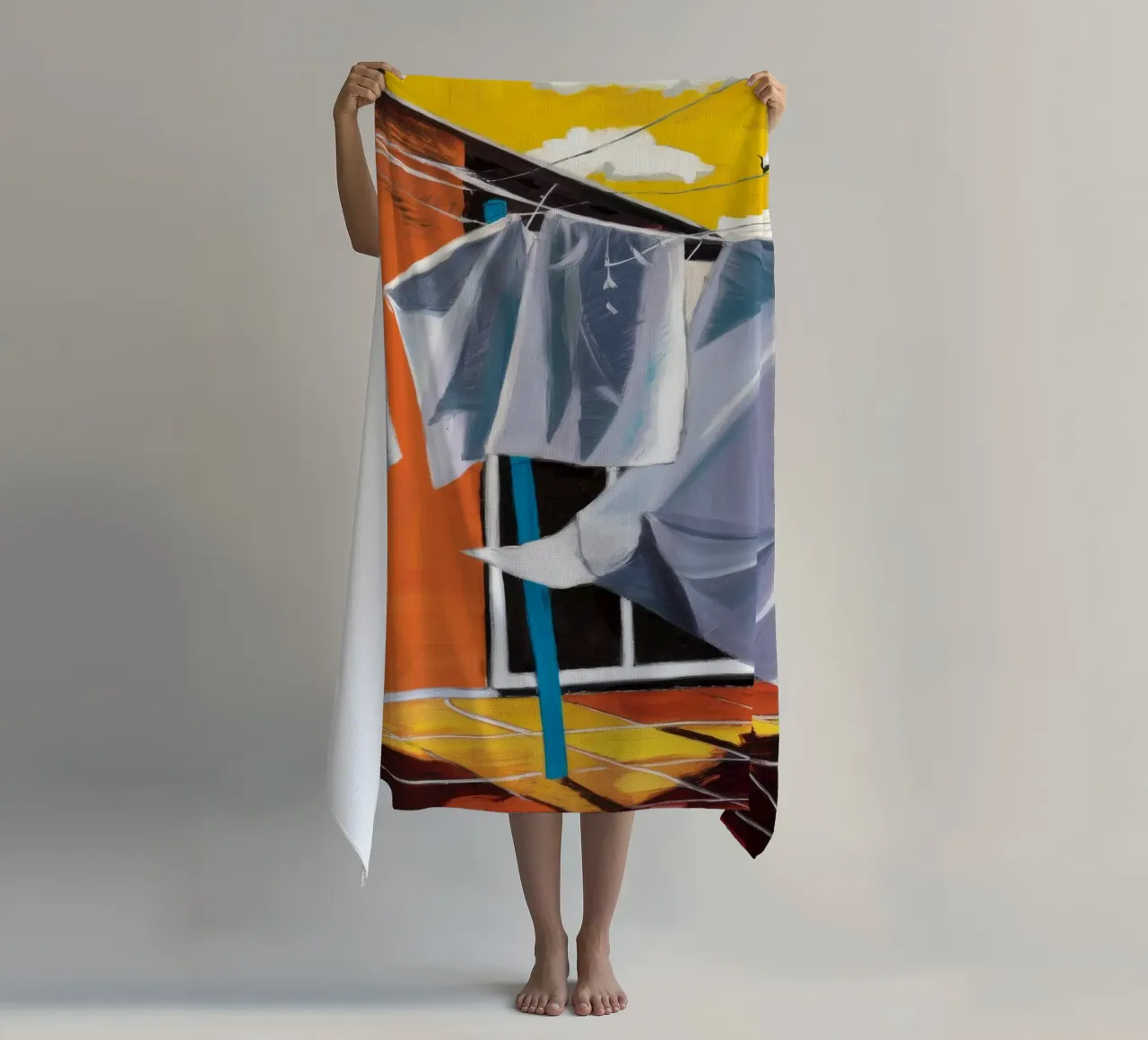 Lenzuola bianche spazzate dal vento telo mare da Silk Palette