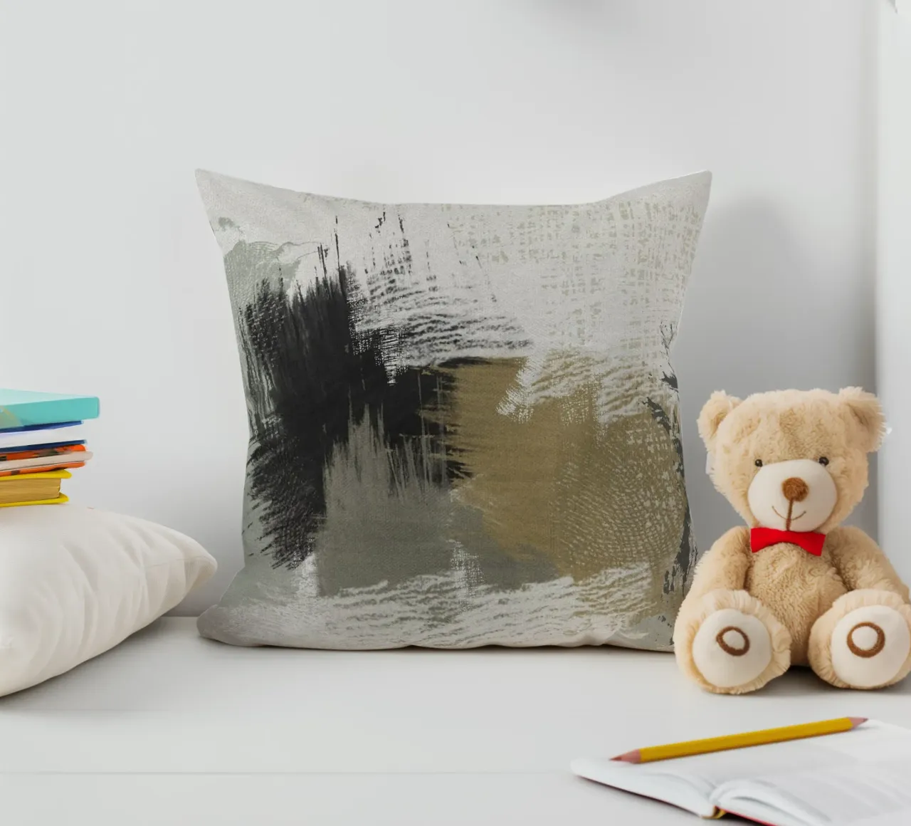 Modern abstract artwork with brush strokes cuscino da Imaginative