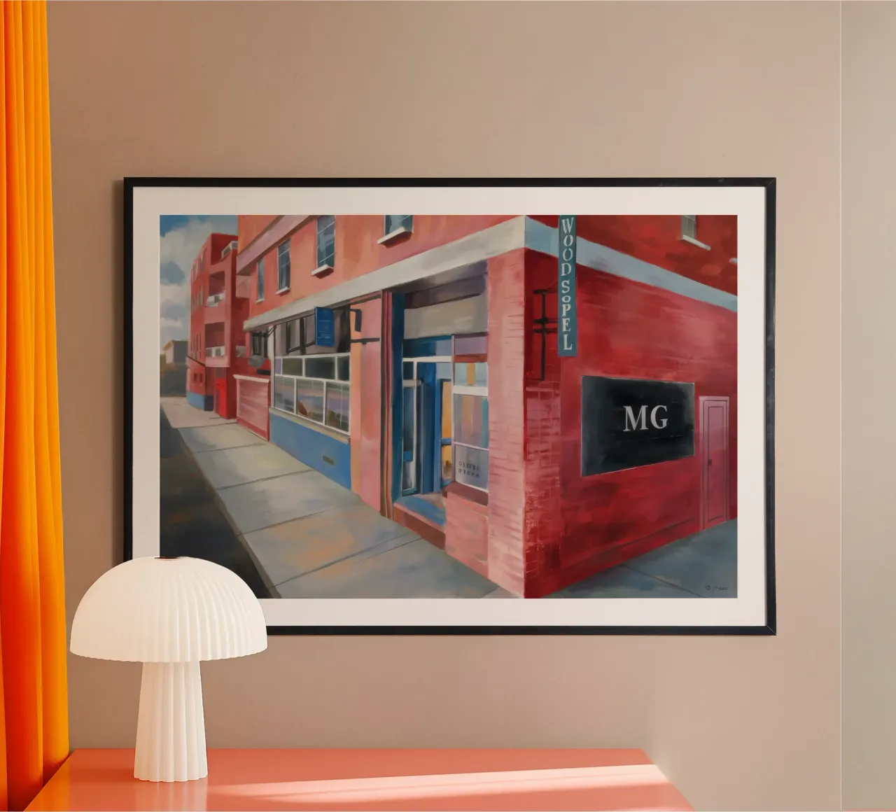Angolo cremisi Solitudine poster con telaio in plastica da Opal Strokes