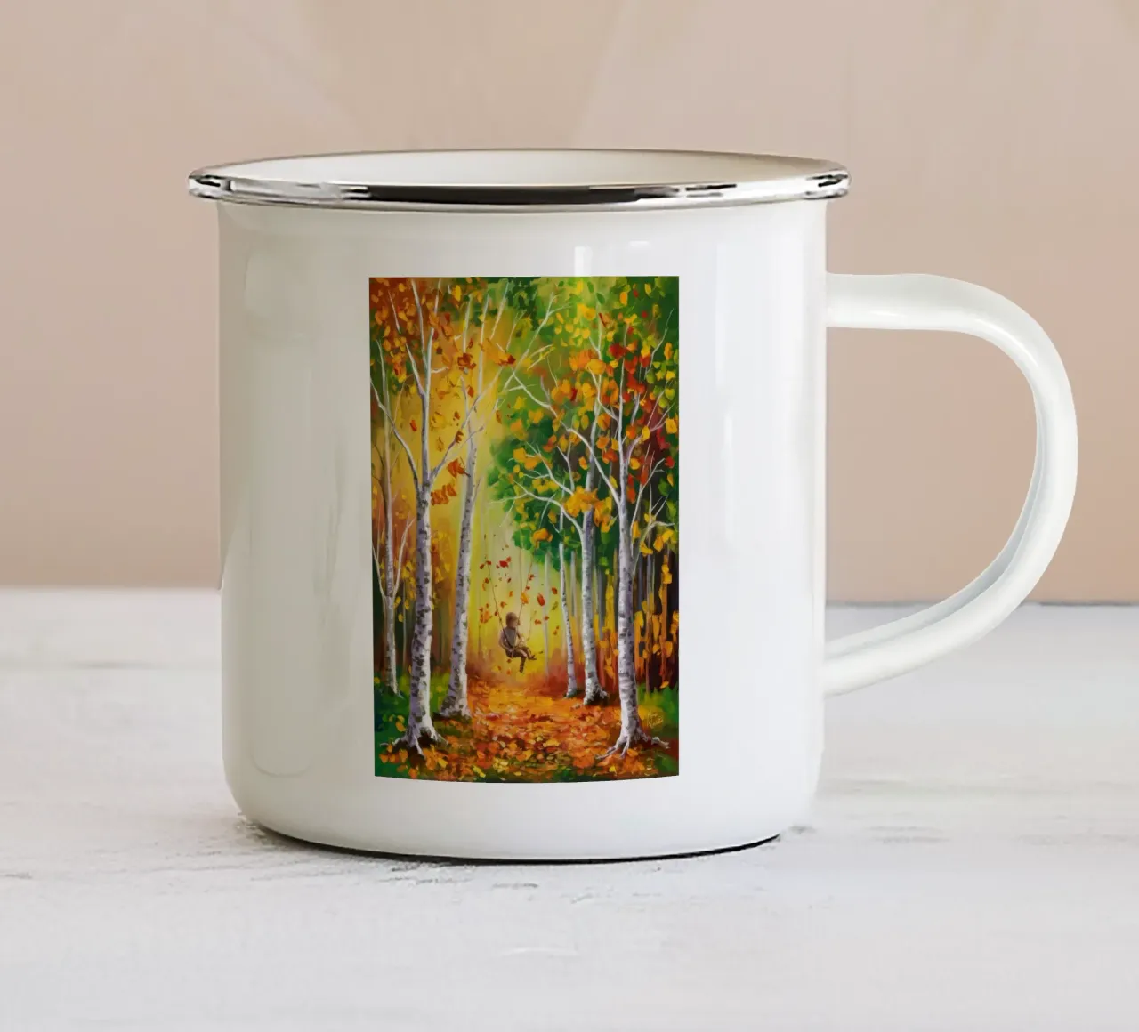 Danza della foresta dorata tazza in smalto da Dream Spectrum
