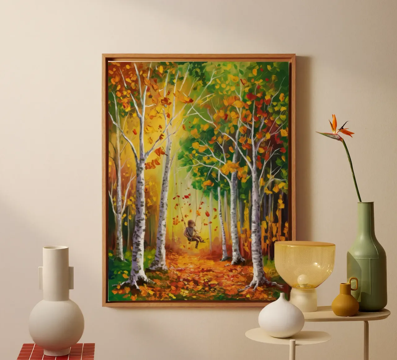 Gouden Woud Dans canvas met Baklijst van Dream Spectrum