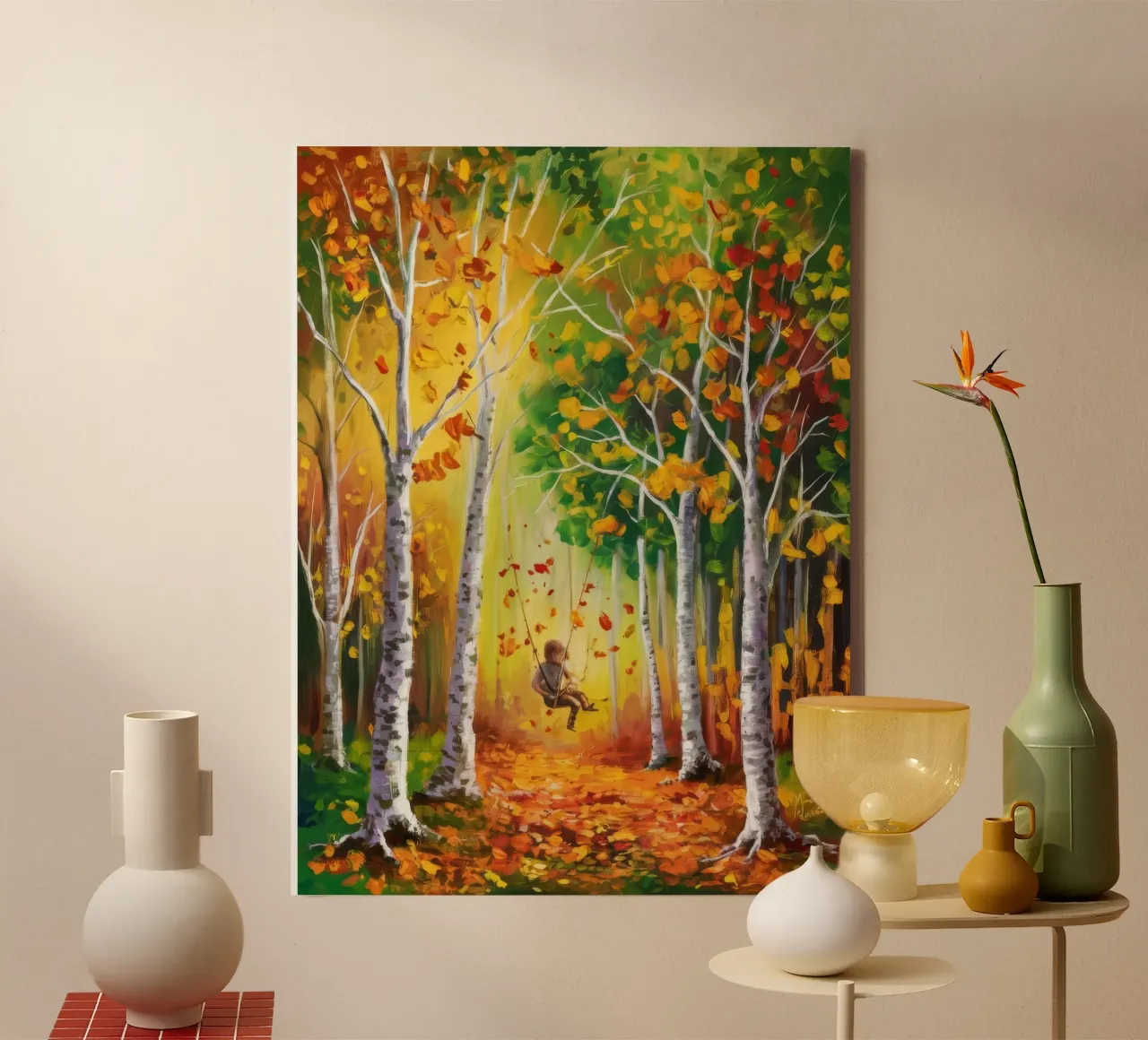 Gouden Woud Dans canvas met Baklijst van Dream Spectrum