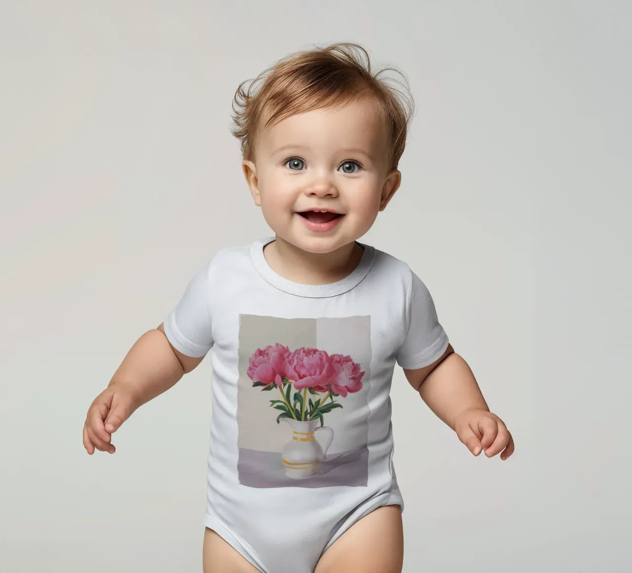 Peony Blush Stillness body neonato maniche corte da Opal Strokes