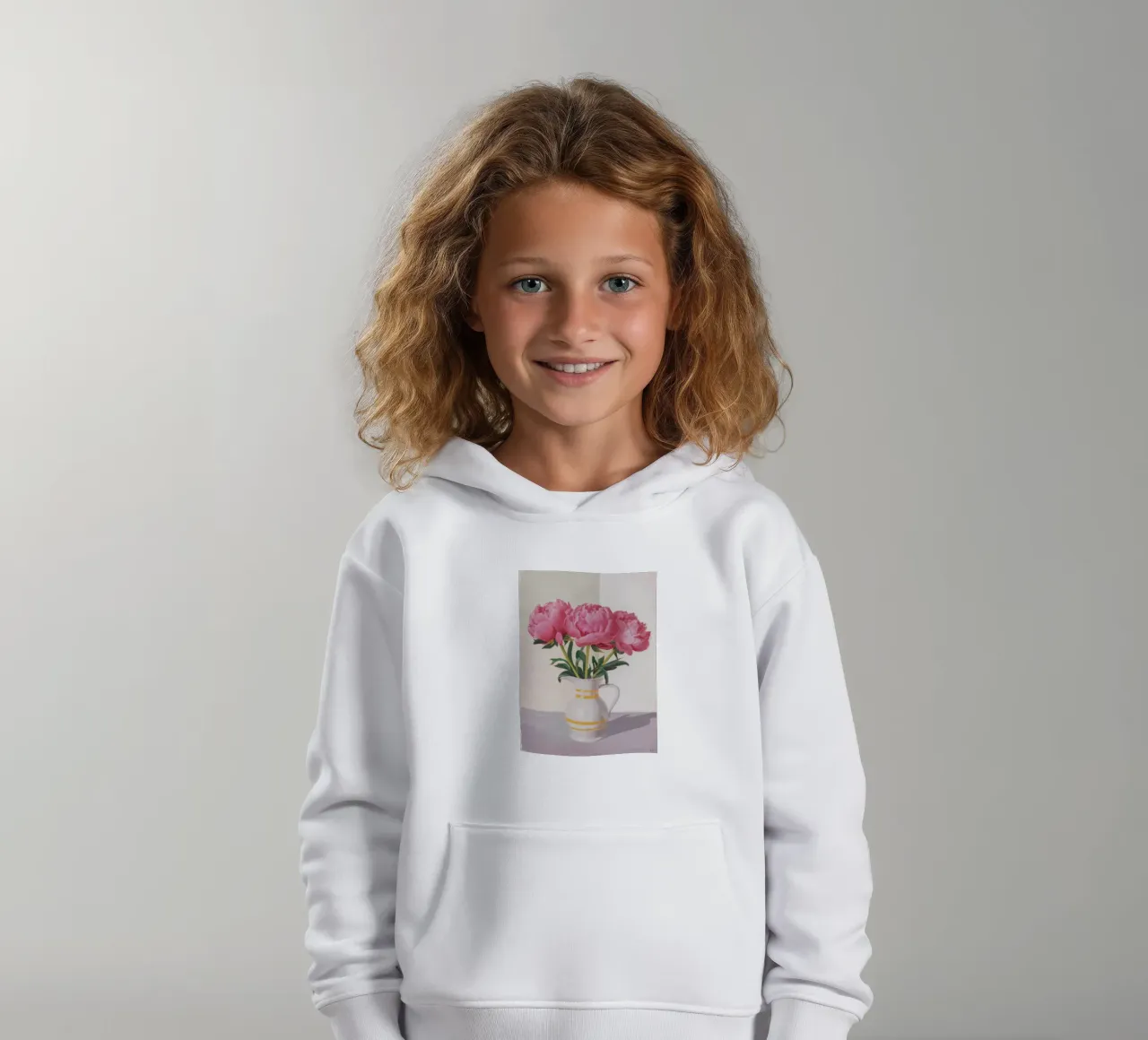 Peony Blush Stillness kids hoodie by Opal Strokes