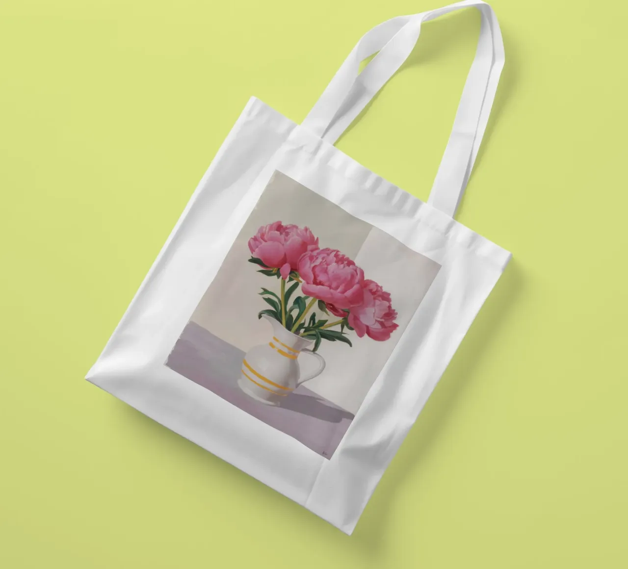 Peony Blush Stillness borsa in juta da Opal Strokes