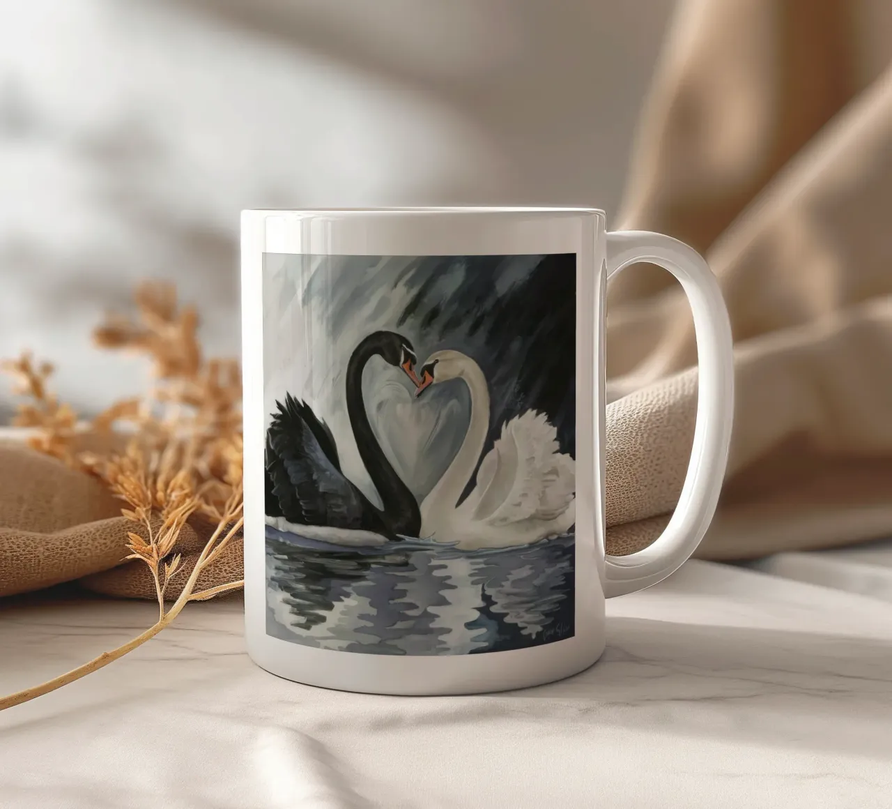 Abbraccio d'avorio ebano tazza in ceramica da Dream Spectrum