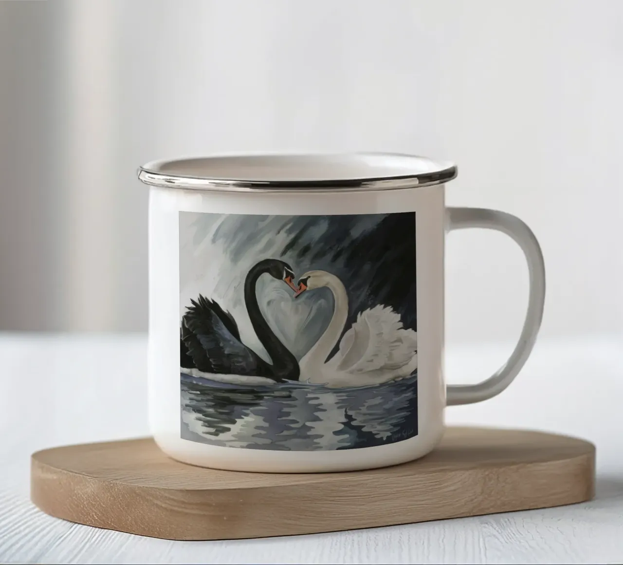 Abbraccio d'avorio ebano tazza in smalto da Dream Spectrum