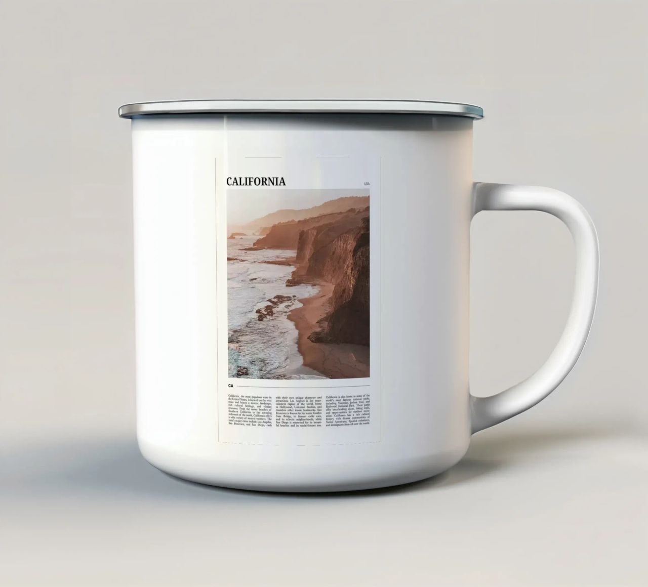 Viaggio in California tazza in smalto da Christopher shop