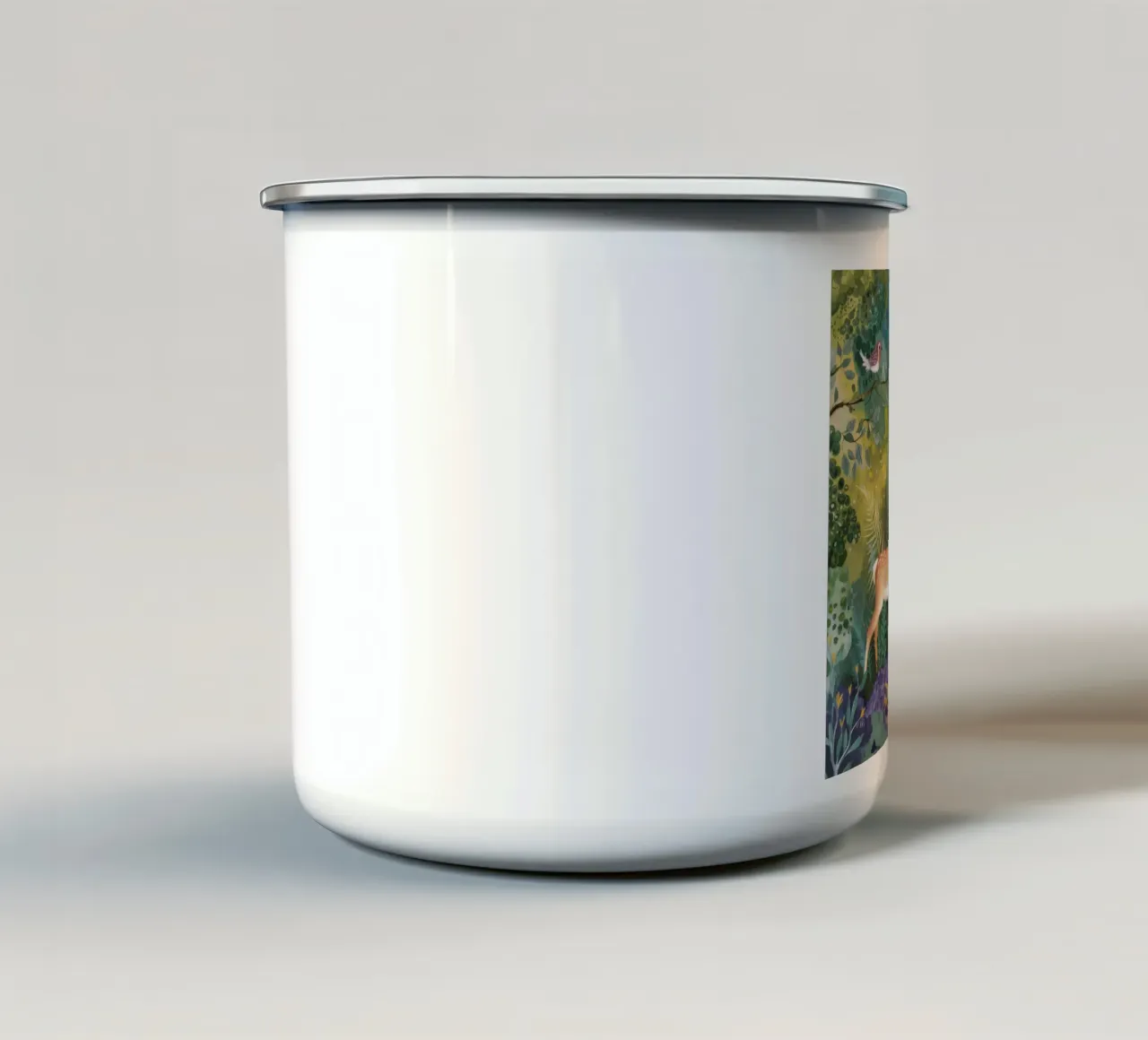 La suave danza del bosque taza de esmalte de Dream Spectrum
