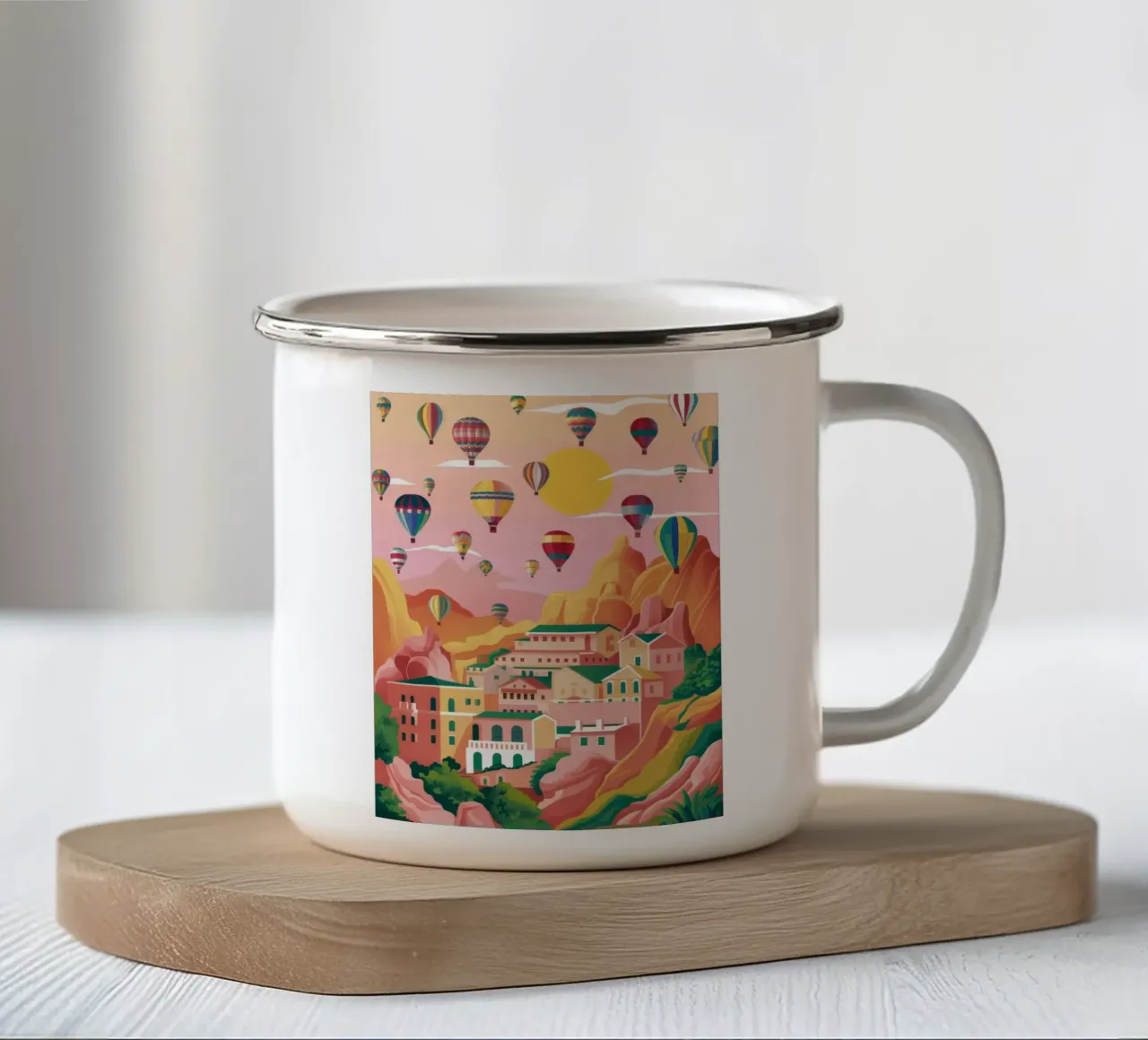 Mongolfiere galleggianti tazza in smalto da Silk Palette