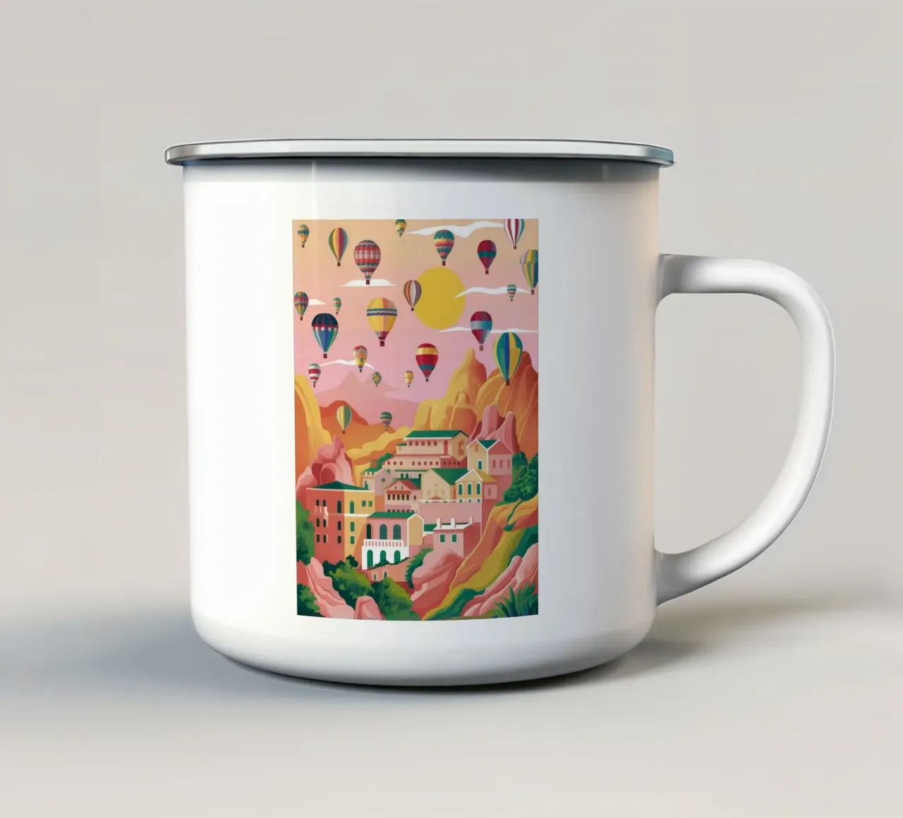 Mongolfiere galleggianti tazza in smalto da Silk Palette
