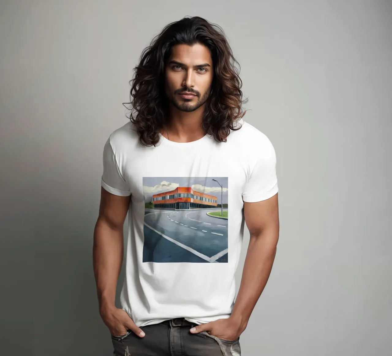 Curva arancione modernista t-shirt da Opal Strokes
