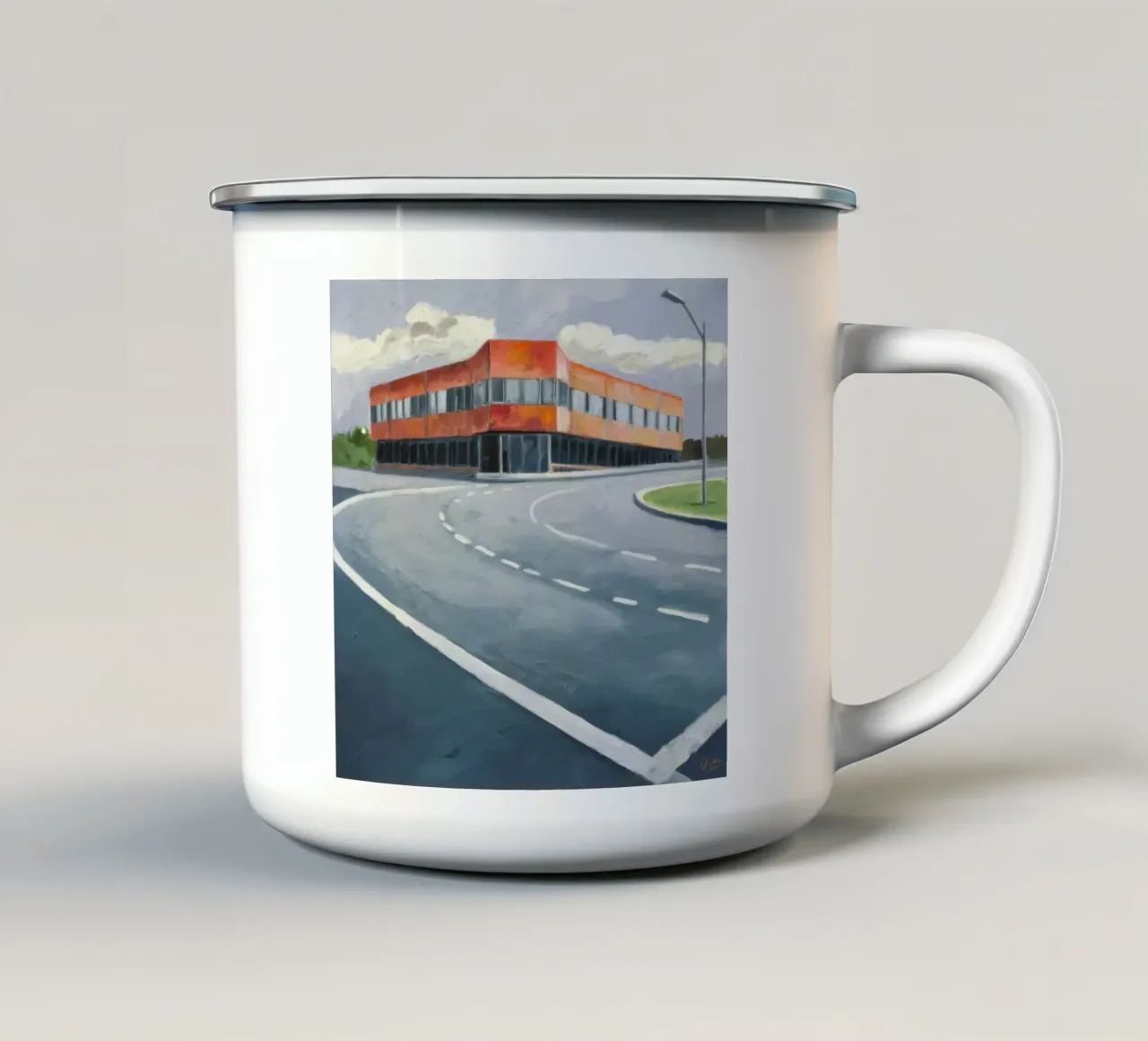 Curva arancione modernista tazza in smalto da Opal Strokes