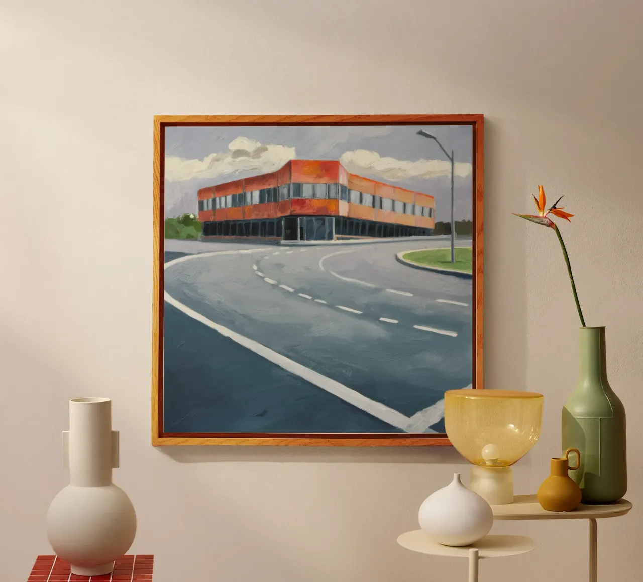 Oranje Modernistische Curve acryl van Opal Strokes